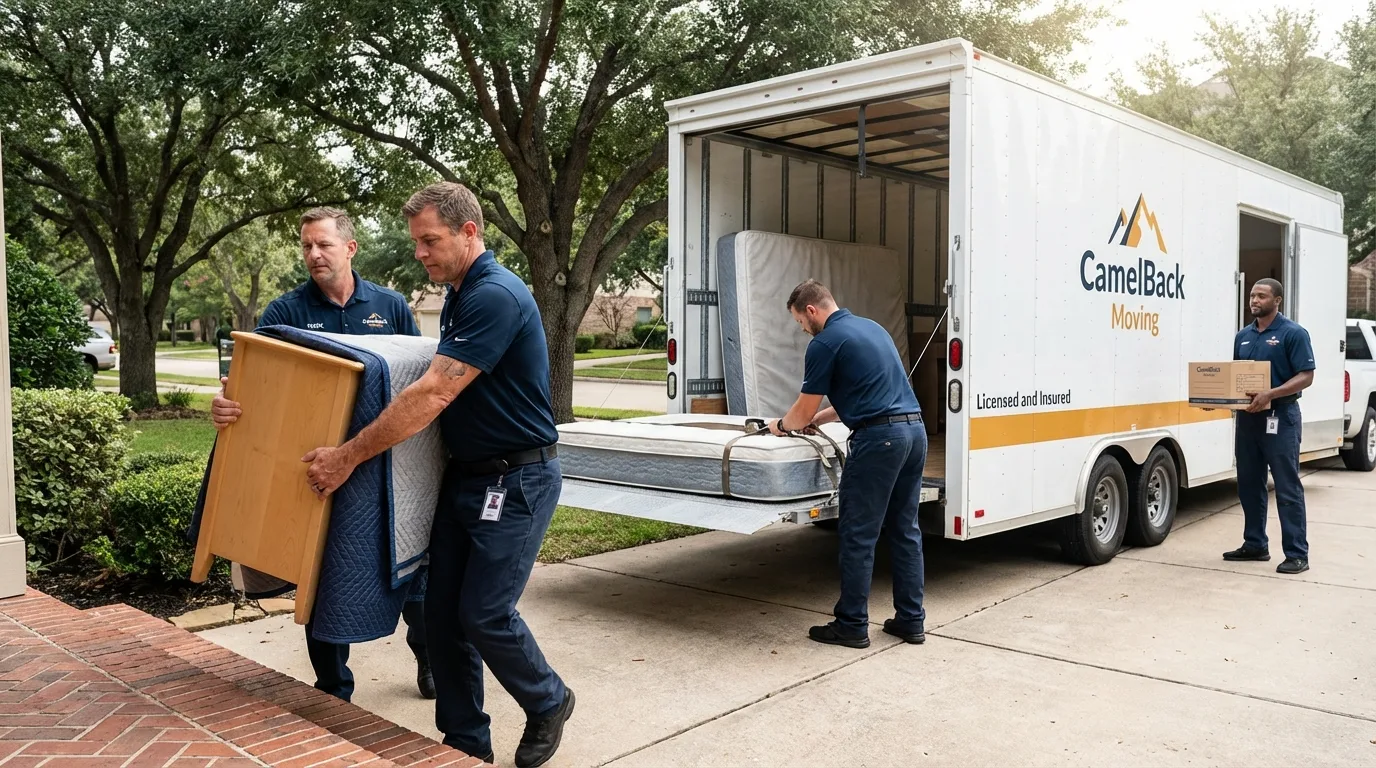 Crew loading residential truck for cross-state move from Boiling Springs, SC