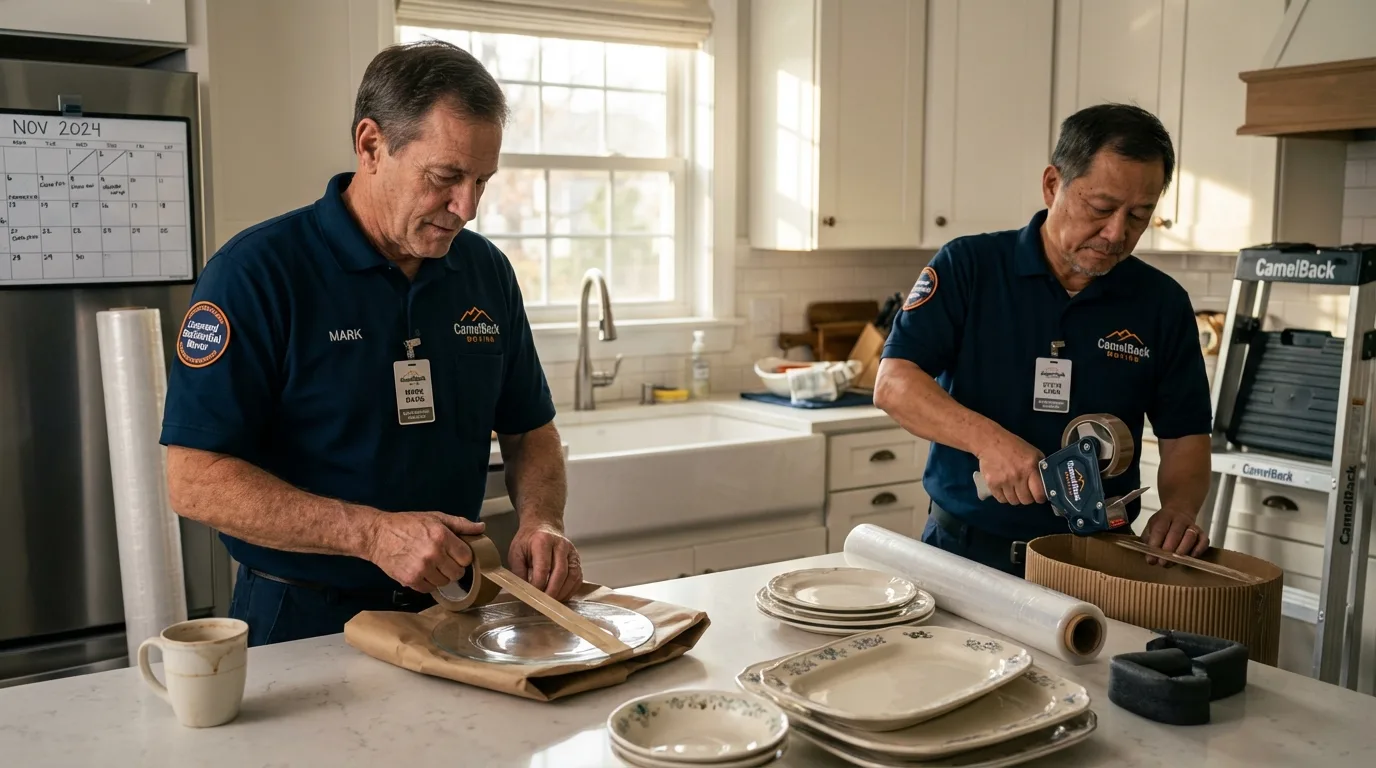 Professional crew packing kitchen dishware in Boiling Springs, SC